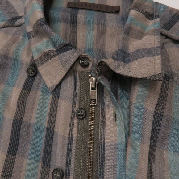 NICHOLAS K‎ Womens Small Plaid Zipper Shirt Button - Picture 6 of 7